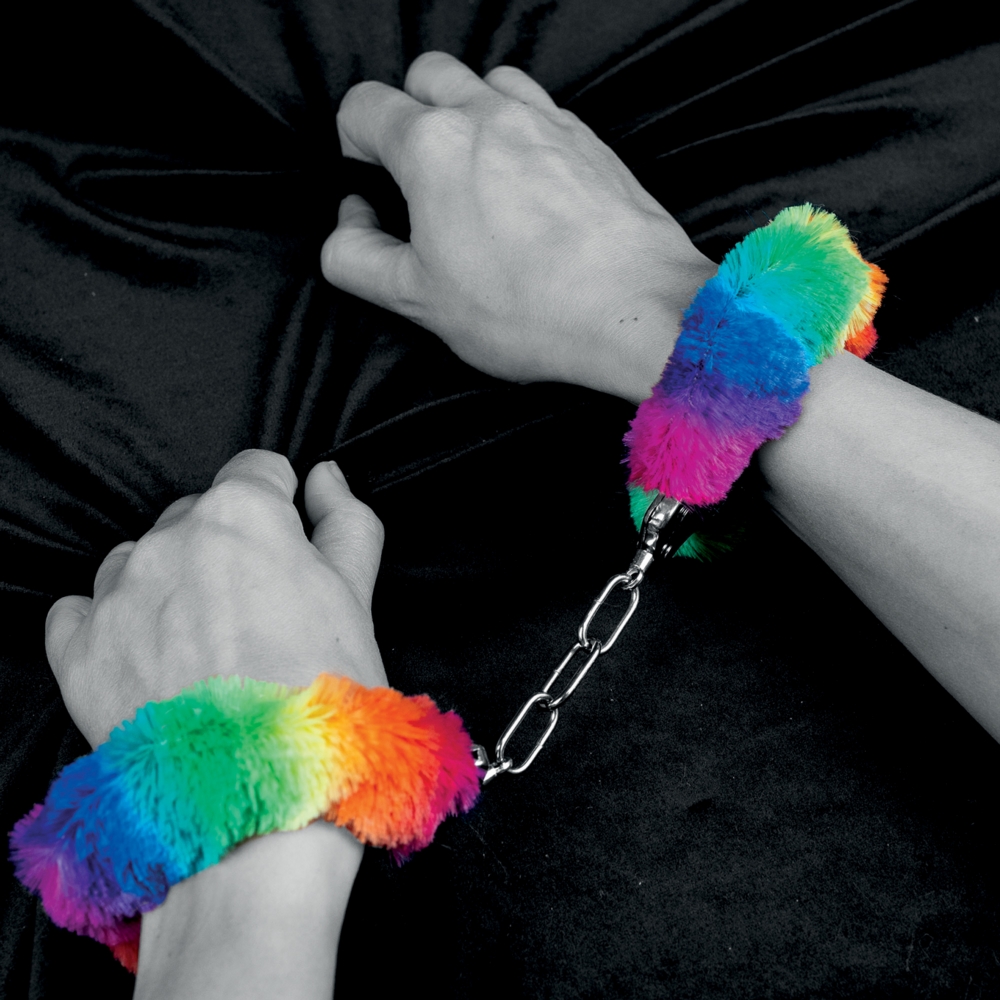 Rainbow Furry Handcuffs HH12 Rainbow Furry Handcuffs